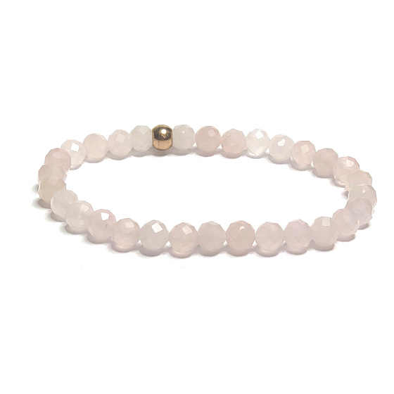 Růženin fazet náramek elastický přírodní kámen, kulička 6 mm / 16 - 17 cm, kámen lásky