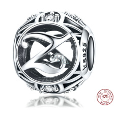 Charm Sterlingové stříbro 925 Kouzelná abeceda písmeno Z + zirkony, korálek na náramek Charm Sterlingové stříbro 925 Kouzelná abeceda písmeno Z + zirkony, korálek na náramek