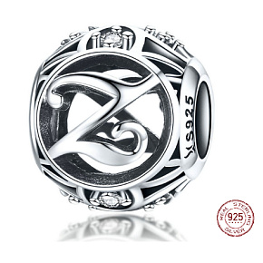 Charm Kouzelná abeceda písmeno Z + zirkony, korálek na náramek