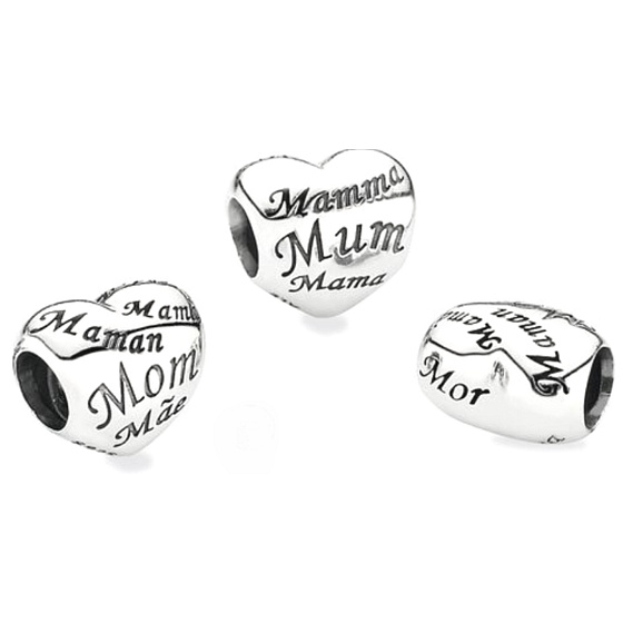 Charm Srdce máma - symbol mateřství a rodinné lásky, korálek na náramek rodina
