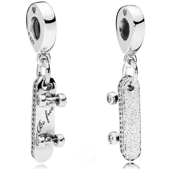 stříbrný 925 Skateboard, přívěšek na náramek