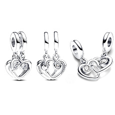 Charm Srdíčka spojená k sobě 2v1, přívěsek na náramek láska Charm Srdíčka spojená k sobě 2v1, přívěsek na náramek láska