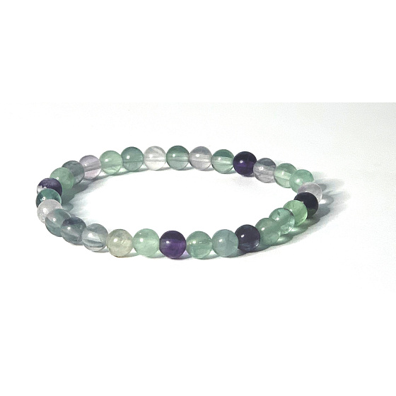 Fluorit zeleno-čirý náramek elastický přírodní kámen, kulička 10 mm / 16 -17 cm, kámen géniů, soustředění a harmonie