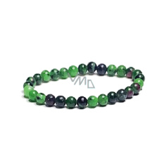 Anyolit / Rubín v Zoisitu náramek elastický přírodní kámen, kulička 6 mm / 16 - 17 cm, ulevuje v období smutku Anyolit / Rubín v Zoisitu náramek elastický přírodní kámen, kulička 6 mm / 16 - 17 cm, ulevuje v období smutku