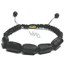 Turmalín Skoryl náramek přírodní kámen vyrobený ze zaoblených kamenů, ručně pletený, nastavitelná velikost, strážce dobré nálady