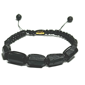 Turmalín Skoryl náramek přírodní kámen vyrobený ze zaoblených kamenů, ručně pletený, nastavitelná velikost, strážce dobré nálady