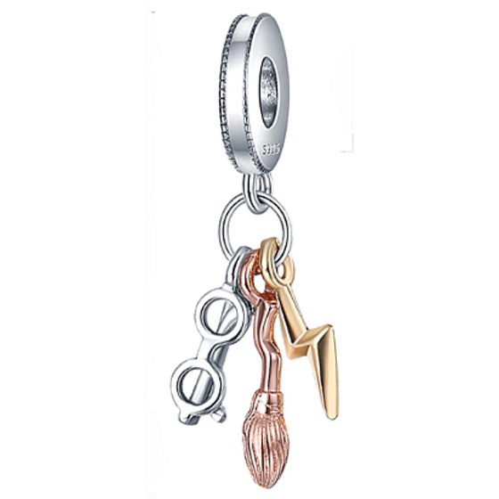 Charm Harry Potter - Brýle, Nimbus 2000 a blesk, 3v1 přívěsek na náramek, film