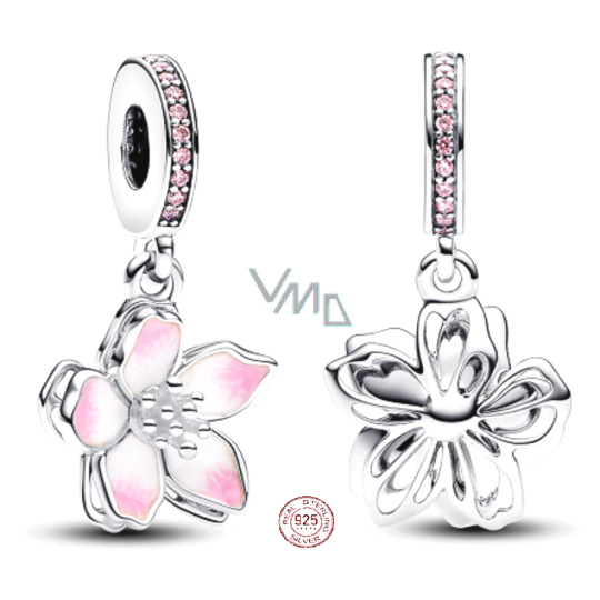 Charm Sterlingové stříbro 925 Třešňový květ, přívěsek na náramek květina