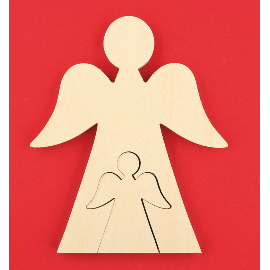 Anděl dřevěný 2 v 1 18 cm