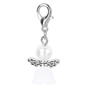 Anděl strážný přívěsek s bílou sukní a perličkou 14 x 19 mm 1 kus