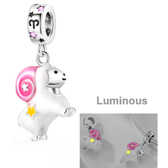 Charm Znamení zvěrokruhu Beran, zářící ve tmě luminozní přívěsek na náramek