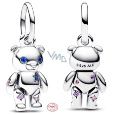 Charm Sterlingové stříbro 925 Pohyblivý medvídek s modrýma očima, přívěsek na náramek zvíře