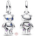 Charm Sterlingové stříbro 925 Pohyblivý medvídek s modrýma očima, přívěsek na náramek zvíře