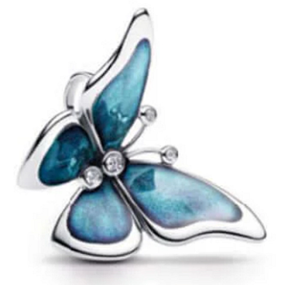 Třpytivý velkolepý motýl Modrásek, přívěsek korálek na náramek