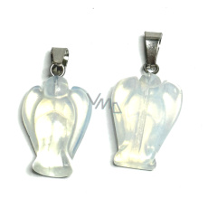 Opalit Anioł Stróż,  przewieszenie syntetyczny kamień różowy szlifowany 2 - 2,2 cm, kamień przyciągający i nadziei