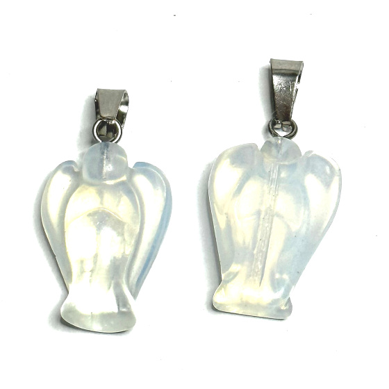 Opalit Anděl strážný přívěsek syntetický kámen ručně broušený 2 - 2,2 cm, kámen přání a naděje