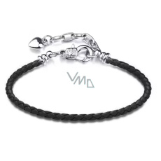 Černý kožený náramek 17 cm – kovové zapínání