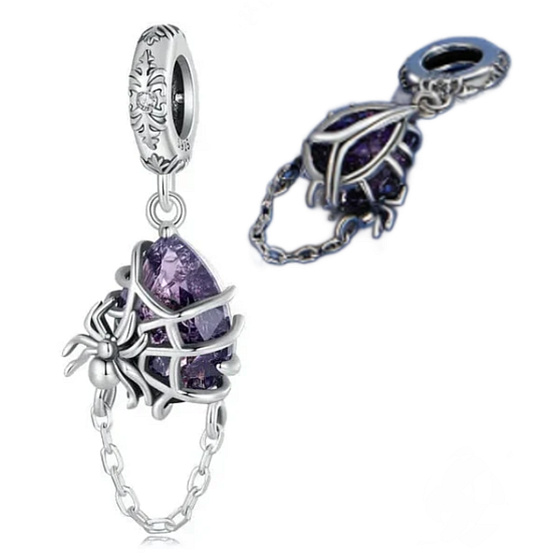 Charm Pavučina s pavoukem, přívěsek na náramek Halloween