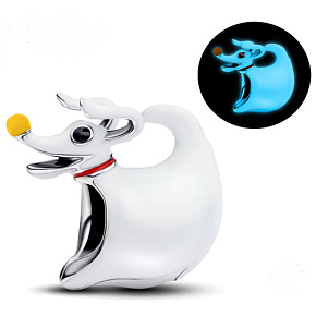 Charm Tim Burton, Noční můra před Vánoci Zero – kouzelný pejsek s dýňovým čumáčkem luminozní, korálek na náramek film