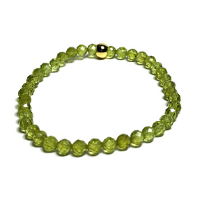 Olivín / Peridot fazet náramek elastický přírodní kámen, kulička 5 mm / 16 - 17 cm, kámen chránící lidskou auru