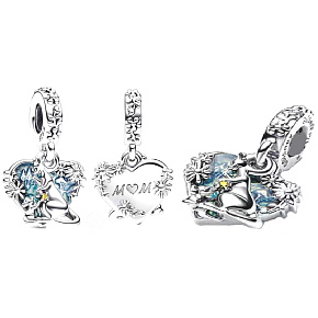 Charm Disney Medvídek Pú - Klokanice + Klokánek máma, přívěsek na náramek rodina