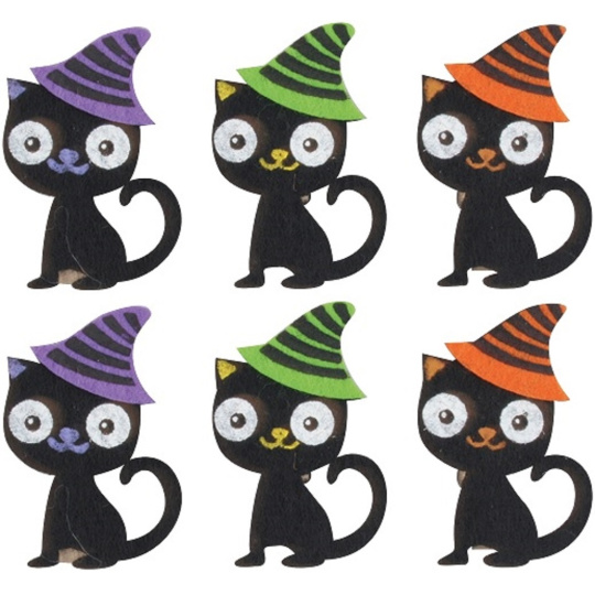 Kočky z filcu na kolíčku 5 cm 6 kusů Kočky z filcu na kolíčku 5 cm 6 kusů