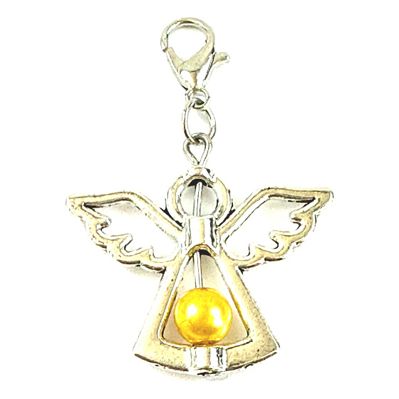 Anděl strážný přívěsek se zlatou perličkou 29 x 37 mm