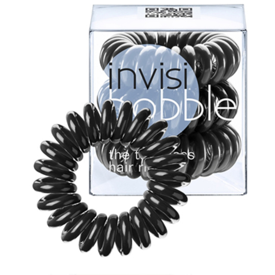 Invisibobble True Black Gumička do vlasů černá spirálová 3 kusy