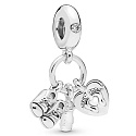 Charm Moje děťátko, rodinné kouzlo s botami, lahvičkou a srdcem 3v1, přívěsek na náramek rodina