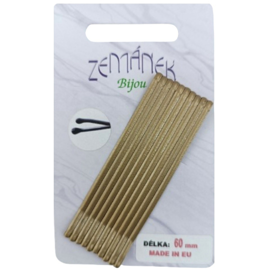 Zemánek Sponky, pérka do vlasů zlaté 60 mm 10 kusů