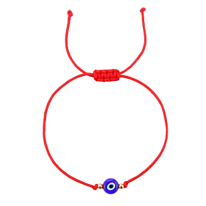 Červený náramek inspirovaný Kabbalah se symbolem zlého oka a 7 uzly – ochranný talisman štěstí, nastavitelný