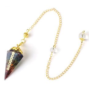 Orgonit amulet, Kyvadlo generátor energie 7 čaker, cca 4,2 x 1,9 cm, + řetízek 20 cm 1 kus