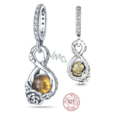 Charm Sterlingové stříbro 925 Disney Kráska a zvíře - Nekonečno a růže Belly, přívěsek na náramek, film