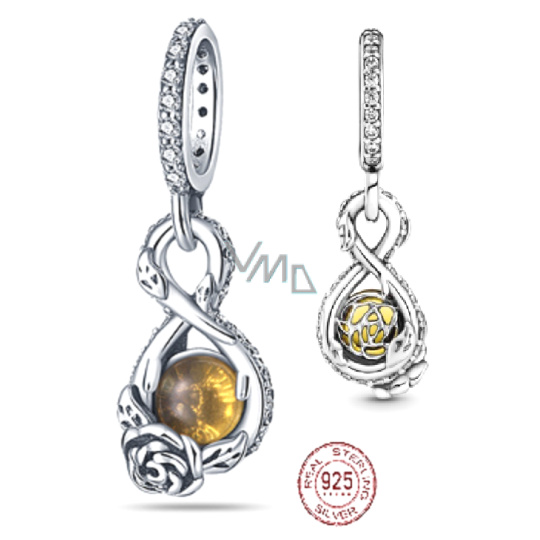 Charm Sterlingové stříbro 925 Disney Kráska a zvíře - Nekonečno a růže Belly, přívěsek na náramek, film Charm Sterlingové stříbro 925 Disney Kráska a zvíře - Nekonečno a růže Belly, přívěsek na náramek, film