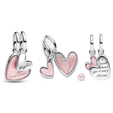 Charm Sterlingové stříbro 925 Nerozbitné pouto matky a dcery, přívěsek na náramek rodina