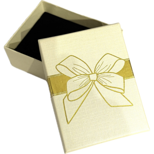 Krabička karton s houbičkou na šperky potisk mašle béžová 6,5 x 8,5 cm