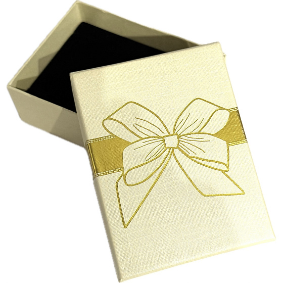 Krabička karton s houbičkou na šperky potisk mašle béžová 6,5 x 8,5 cm