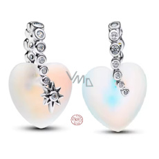 Charm Sterlingové stříbro 925 Srdce s hvězdou a opálem, symbol lásky a světla, přívěsek na náramek láska