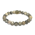 Celestin, chryzantémový s královskou mantrou Óm náramek elastický přírodní kámen, kulička 8 mm / 16 - 17 cm