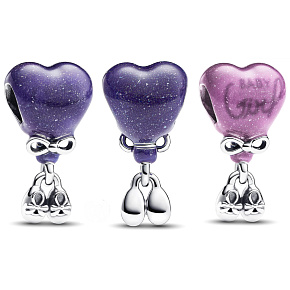 Charm Srdce a botičky, Baby Girl - Holčička,mění barvu na teplo, korálek na náramek rodina