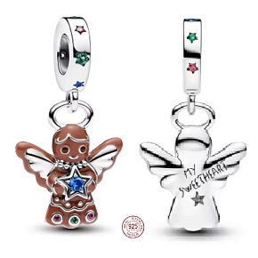 Charm Sladké vánoce - perníkový anděl s hvězdou, přívěsek na náramek vánoce