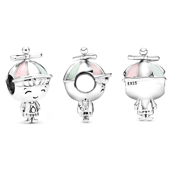 Charm Chlapeček s vrtulkou na čepici, korálek na náramek, rodina