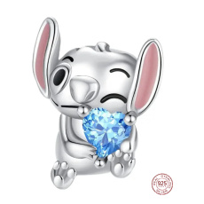 Charm Sterlingové stříbro 925 Roztomilý tvoreček se srdcem, korálek na náramek, láska, něha a radost, láska