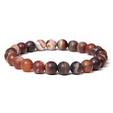Achát hnědý krajkový náramek elastický přírodní kámen, kulička 8 mm / 16 - 17 cm, dodává odvahu a sílu