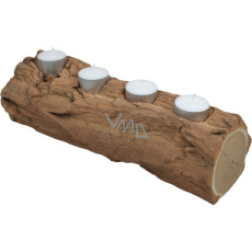 Svícen dřevěný podélný na čtyři čajové svíčky cca 30 x 10 cm s kůrou Svícen dřevěný podélný na čtyři čajové svíčky cca 30 x 10 cm s kůrou