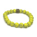 Láva žluto-zelená s královskou mantrou Óm, náramek elastický přírodní kámen, kulička 8 mm / 16 - 17 cm, zrozen ze čtyř živlů