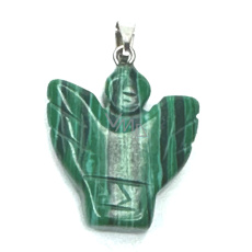 Malachitl Anděl, andělská křídla přívěsek ručně broušený 25 x 21 x 5 mm, kámen splněných přání