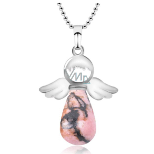 Rodonit Anděl přívěsek přírodní kámen 4,2 x 3 cm, kámen odpuštění