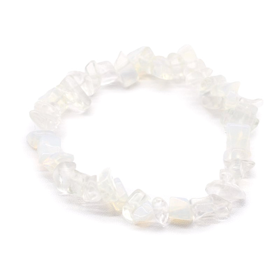 Opalit náramek elastický sekaný, syntetický kámen 16 cm, pro děti, kámen přání a naděje