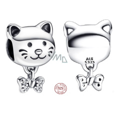 Charm Sterlingové stříbro 925 Kočka a mašle, korálek na náramek mazlíček